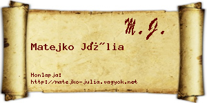 Matejko Júlia névjegykártya